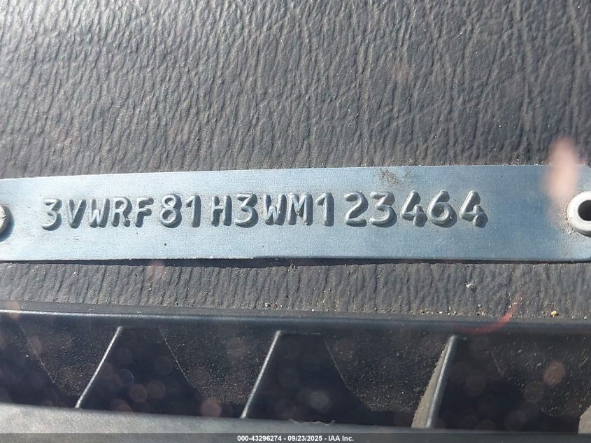 1998 Volkswagen Jetta Tdi VIN: 3VWRF81H3WM123464 Lot: 43296274