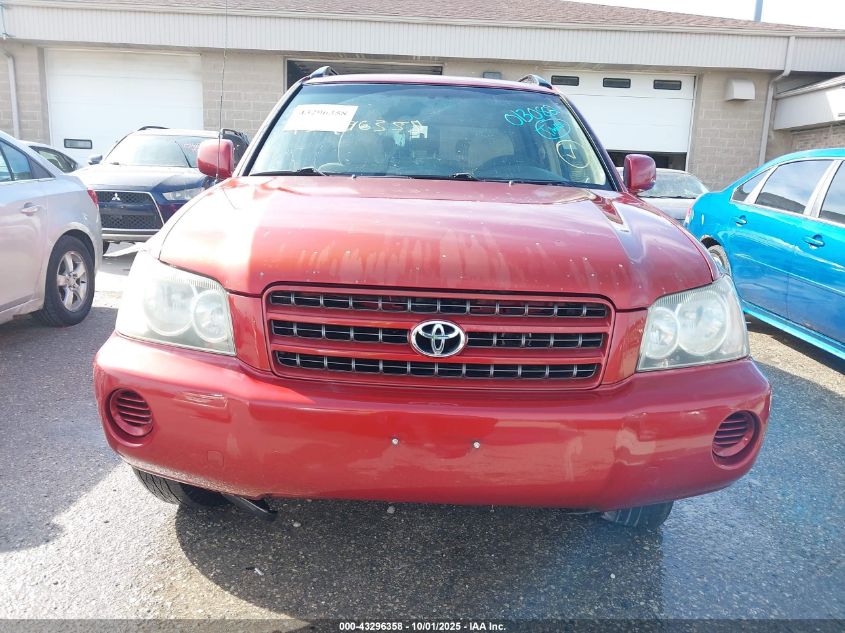 2001 Toyota Highlander V6 (A4) VIN: JTEHF21A110013082 Lot: 43296358