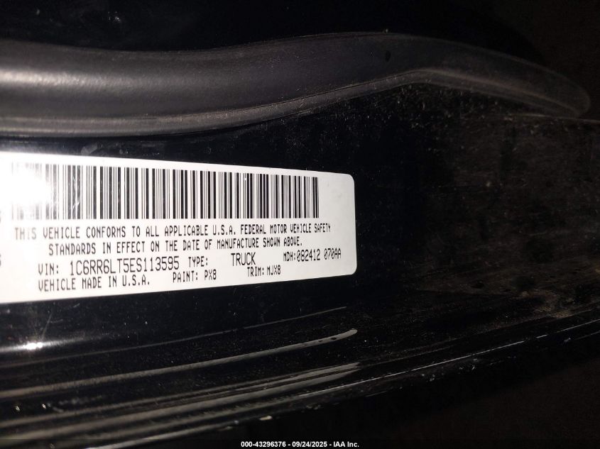 2014 Ram 1500 Lone Star VIN: 1C6RR6LT5ES113595 Lot: 43296376