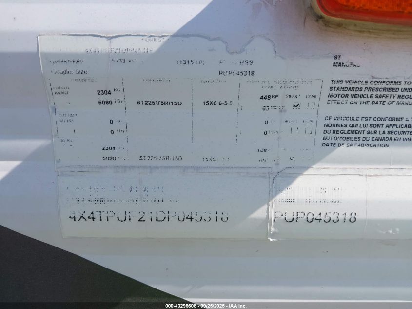 2013 Puma 30Fbss VIN: 4X4TPUF21DP045318 Lot: 43296608