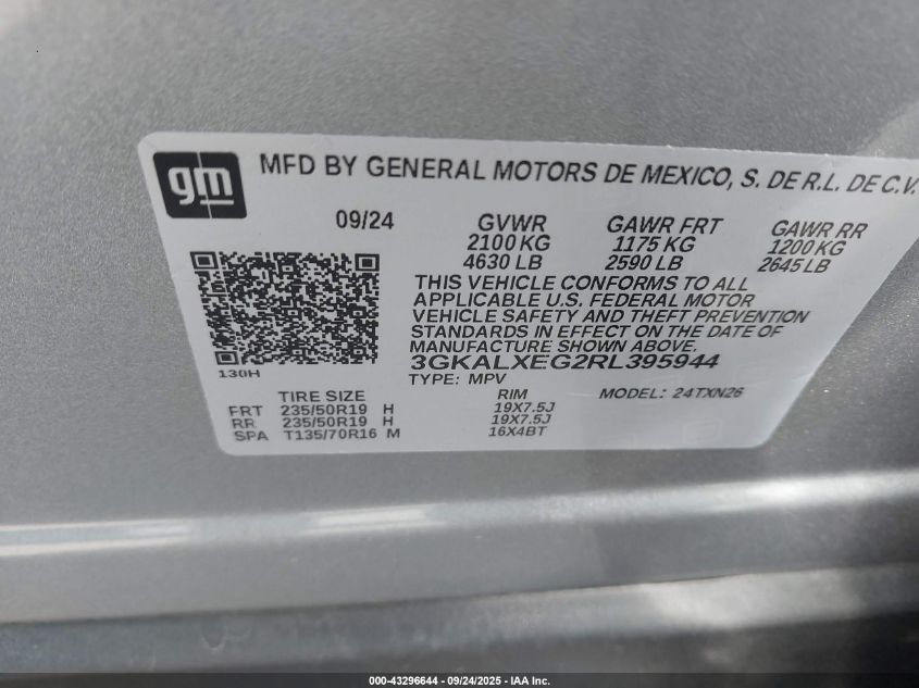 2024 GMC Terrain Awd Denali VIN: 3GKALXEG2RL395944 Lot: 43296644