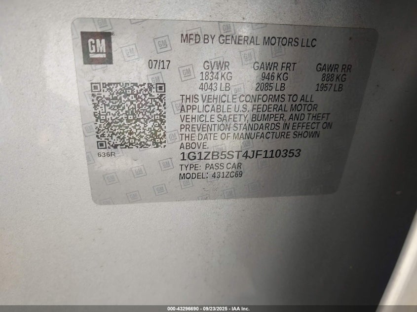 2018 CHEVROLET MALIBU 1LS - 1G1ZB5ST4JF110353