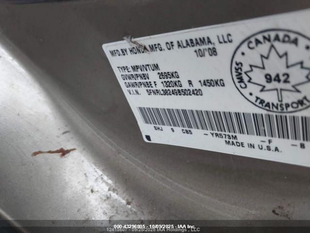 2009 Honda Odyssey Lx VIN: 5FNRL38249B502420 Lot: 43296805