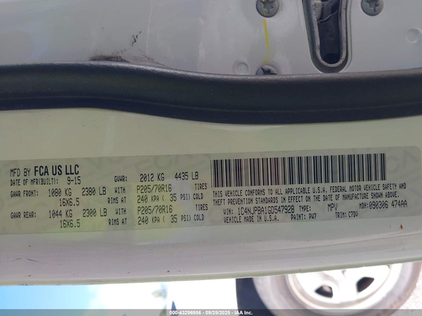 1C4NJPBA1GD547928 2016 JEEP LIBERTY (PATRIOT) photo no. 9