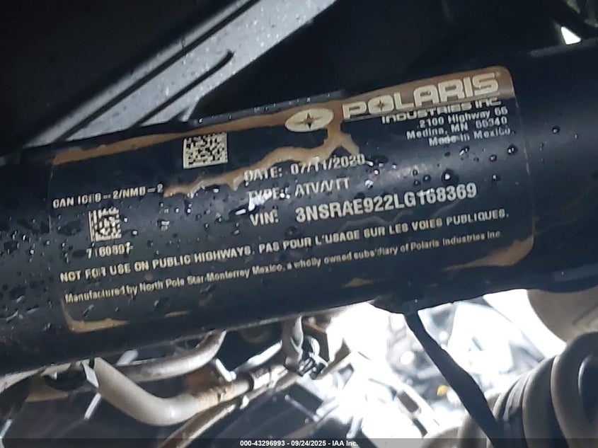 3NSRAE922LG168369 2020 POLARIS RZR photo no. 10