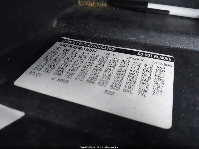 2006 GMC Yukon Xl 1500 Denali VIN: 1GKFK66U86J116670 Lot: 43297134