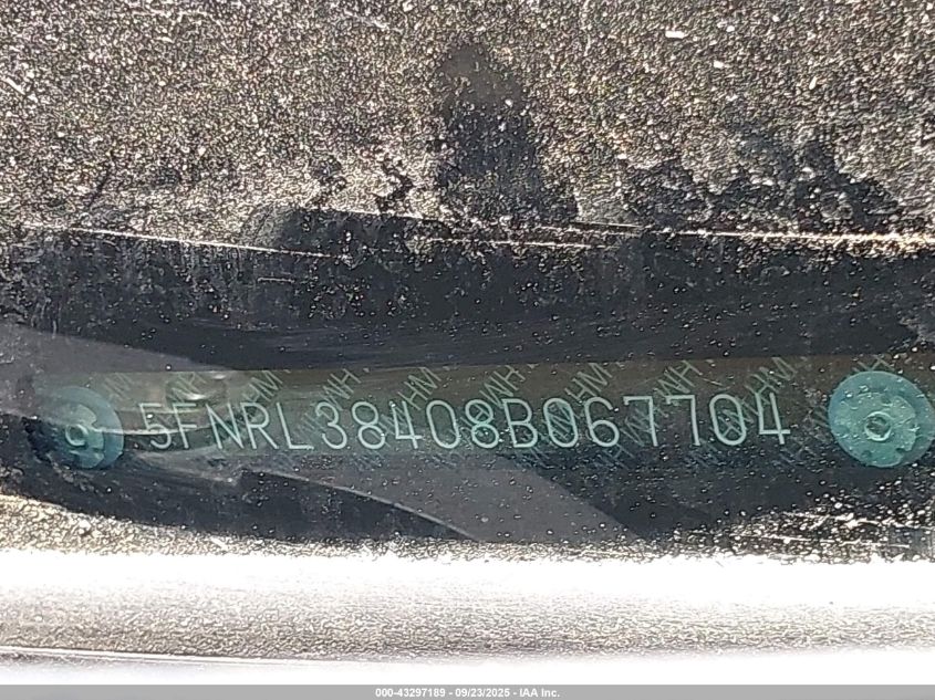 2008 Honda Odyssey Ex VIN: 5FNRL38408B067704 Lot: 43297189