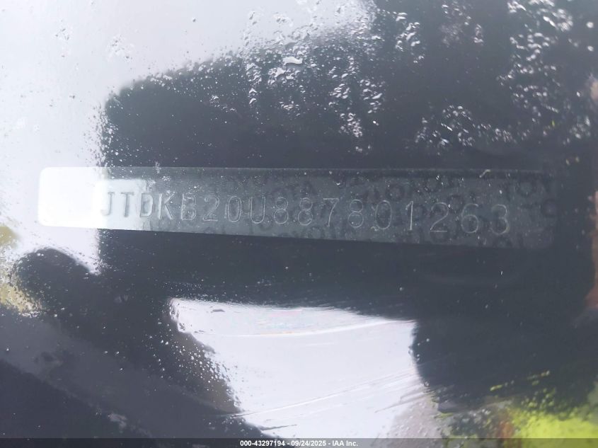 2008 Toyota Prius VIN: JTDKB20U887801263 Lot: 43297194