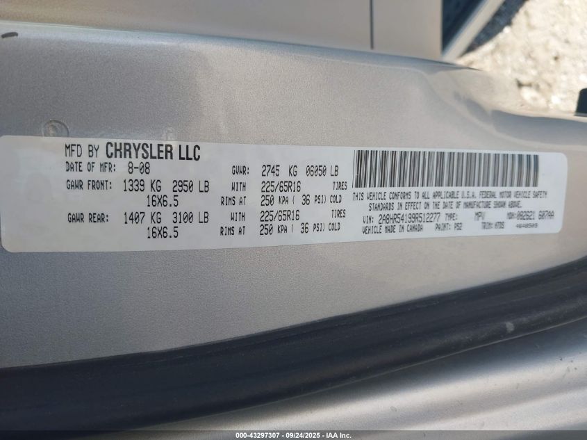 2009 Chrysler Town & Country Touring VIN: 2A8HR54199R512277 Lot: 43297307