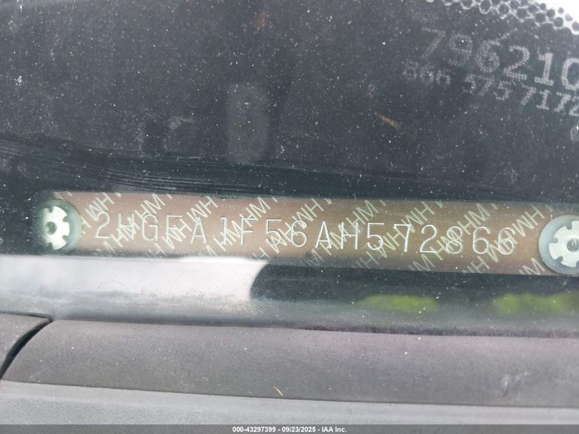 2010 Honda Civic Lx VIN: 2HGFA1F56AH572866 Lot: 43297399