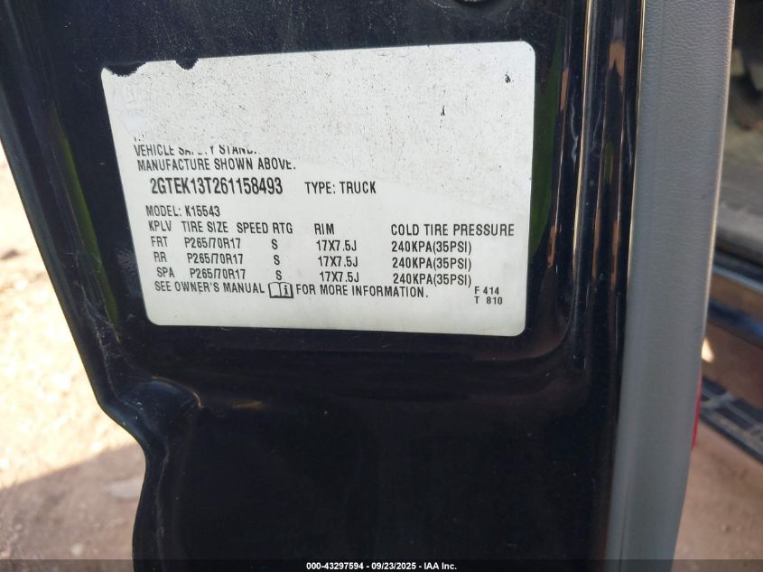 2006 GMC Sierra 1500 Slt VIN: 2GTEK13T261158493 Lot: 43297594