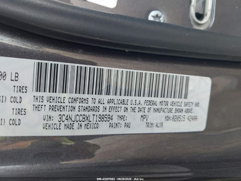 2020 Jeep Compass Limited Fwd VIN: 3C4NJCCBXLT198594 Lot: 43297862
