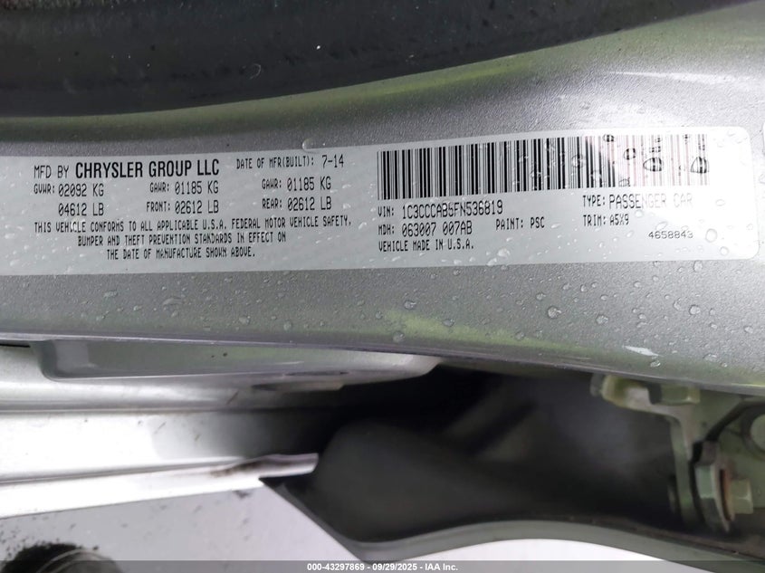 2015 CHRYSLER 200 LIMITED - 1C3CCCAB5FN536819