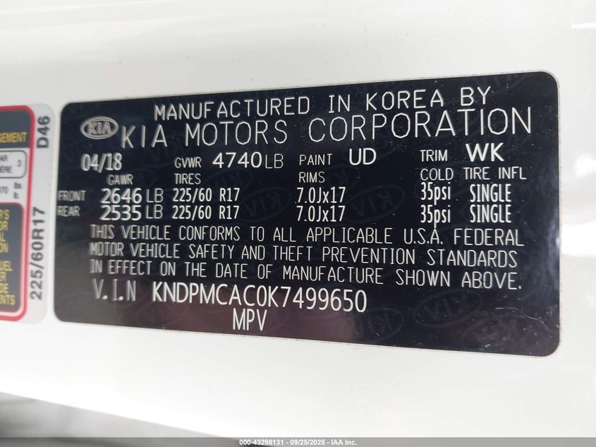 2019 KIA SPORTAGE LX - KNDPMCAC0K7499650