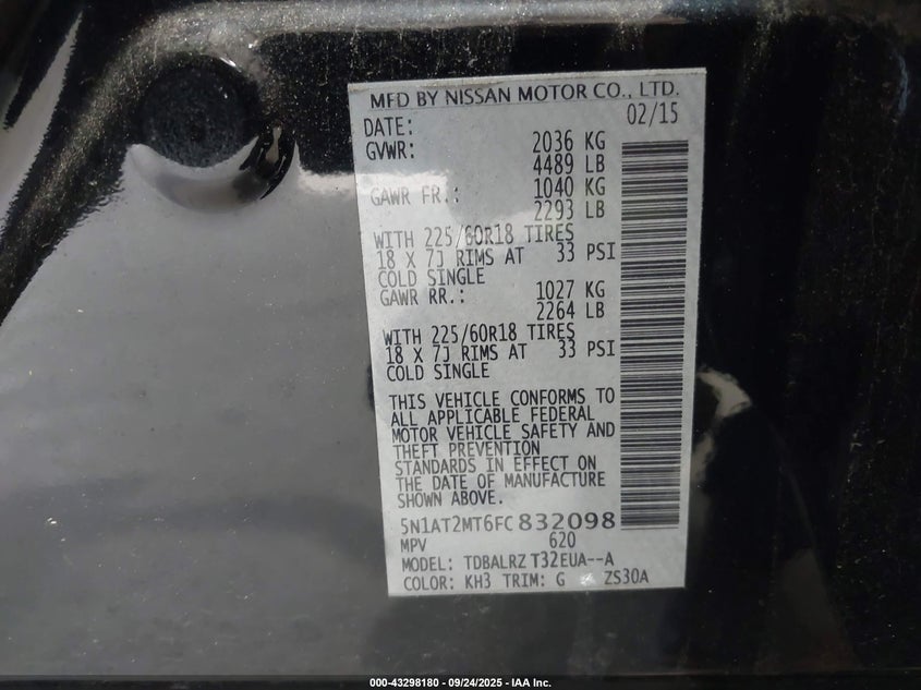 2015 NISSAN ROGUE SL - 5N1AT2MT6FC832098