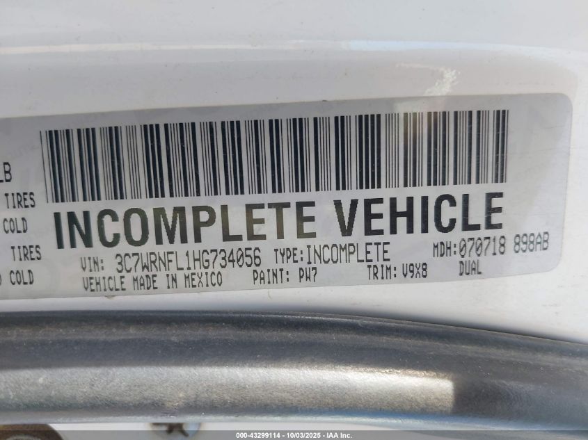 2017 Ram 5500 Chassis Tradesman/Slt/Laramie VIN: 3C7WRNFL1HG734056 Lot: 43299114