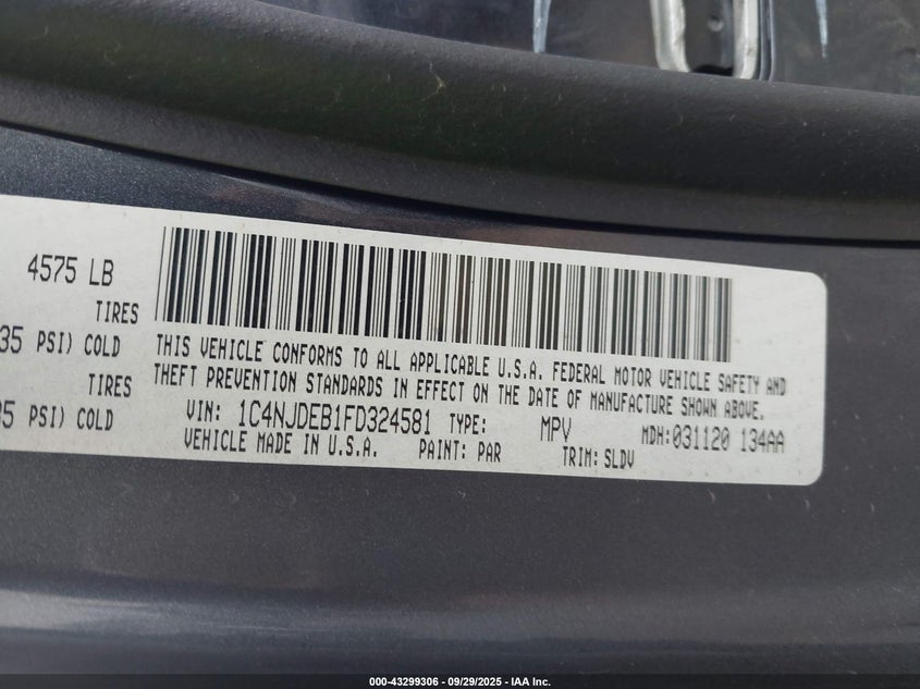 2015 JEEP COMPASS LATITUDE - 1C4NJDEB1FD324581