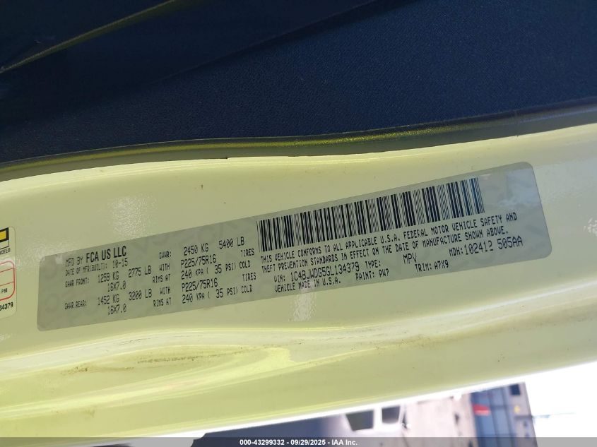 2016 Jeep Wrangler Unlimited Sport VIN: 1C4BJWDG5GL134379 Lot: 43299332