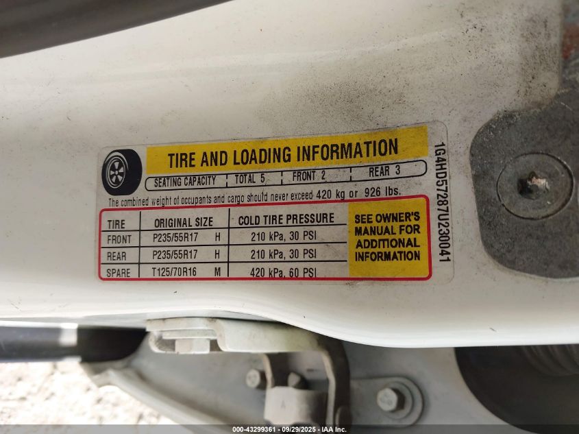 2007 Buick Lucerne Cxl VIN: 1G4HD57287U230041 Lot: 43299361