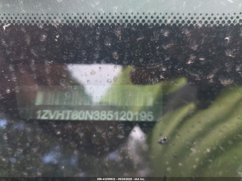 2008 Ford Mustang V6 Deluxe/V6 Premium VIN: 1ZVHT80N385120195 Lot: 43299532