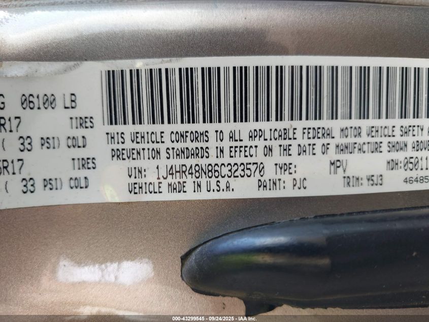 2006 Jeep Grand Cherokee Laredo VIN: 1J4HR48N86C323570 Lot: 43299545