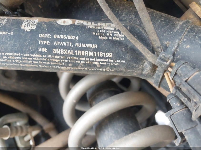VIN 3NSXAL1R8RM118199 2024 POLARIS RANGER XD 1500 NORTHSTAR EDITION PREMIUM