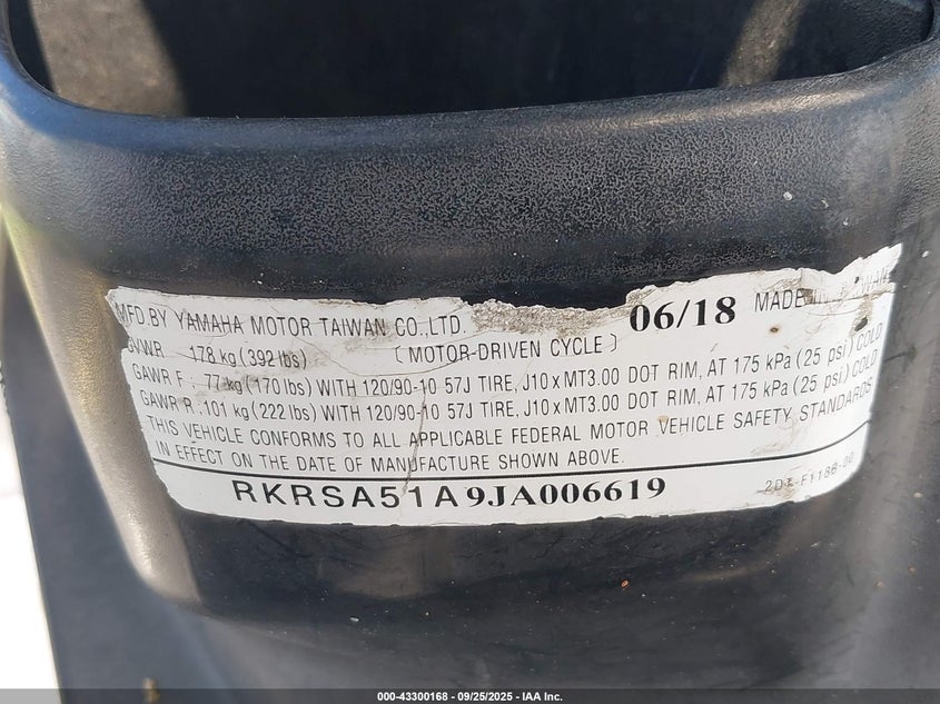 2018 YAMAHA YW50 FX - RKRSA51A9JA006619