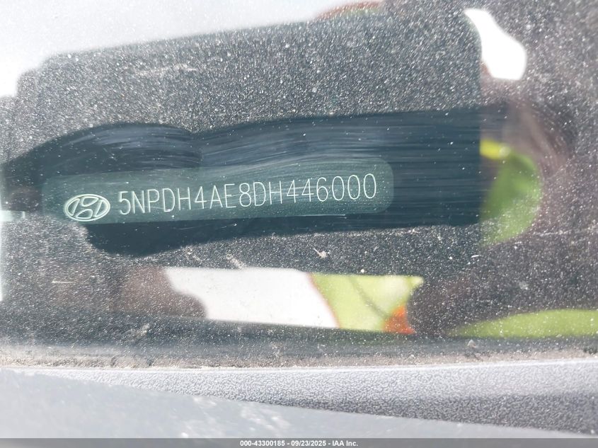 2013 Hyundai Elantra Gls VIN: 5NPDH4AE8DH446000 Lot: 43300185