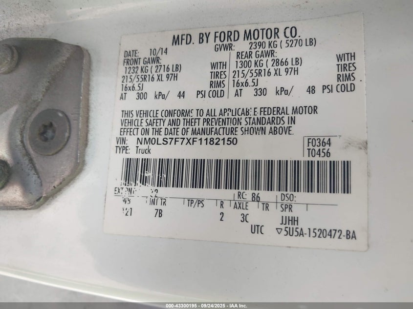 2015 FORD TRANSIT CONNECT XLT - NM0LS7F7XF1182150