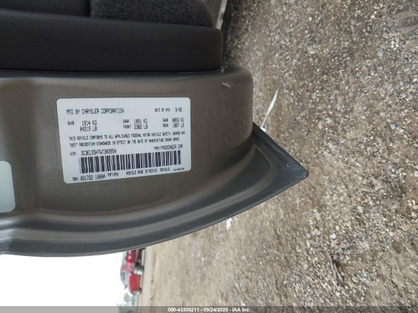 1998 Chrysler Sebring Jxi VIN: 3C3EL55H7WT303950 Lot: 43300211