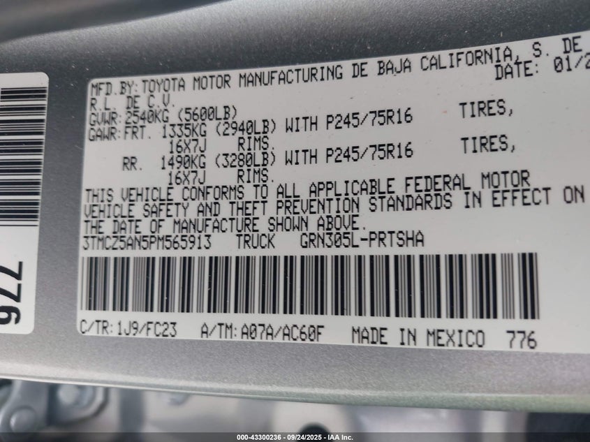 2023 TOYOTA TACOMA SR5 V6 - 3TMCZ5AN5PM565913