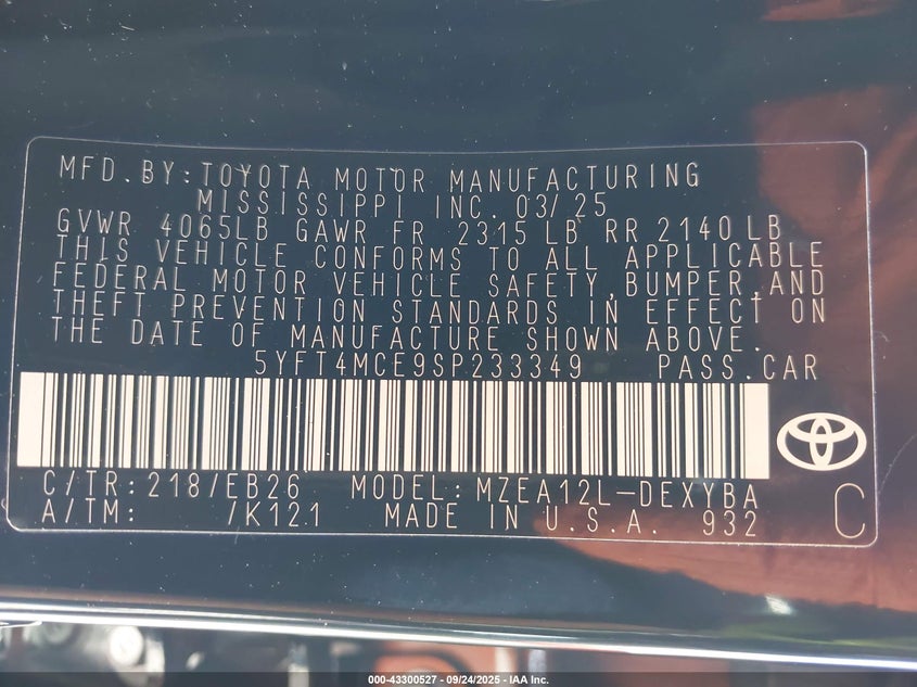 2025 TOYOTA COROLLA XSE - 5YFT4MCE9SP233349