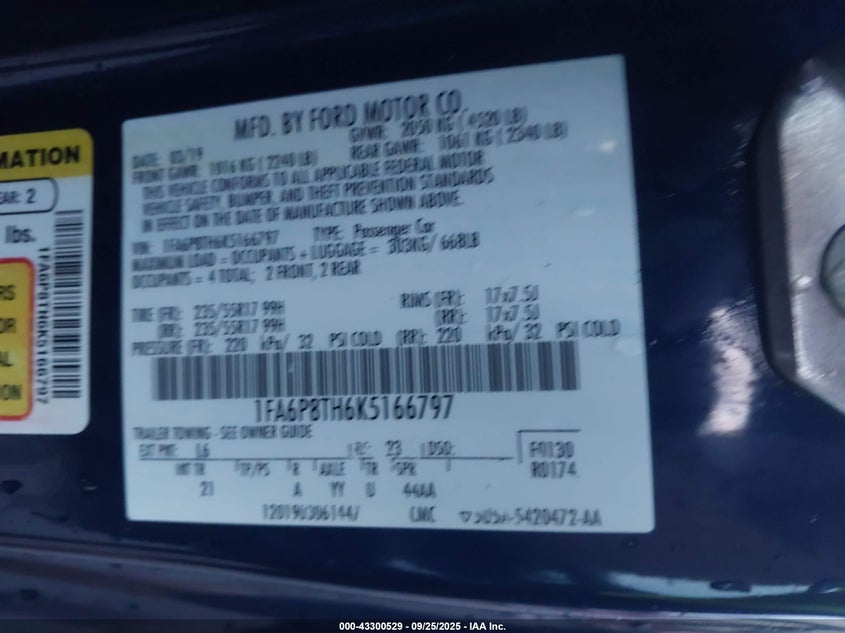 2019 FORD MUSTANG ECOBOOST - 1FA6P8TH6K5166797