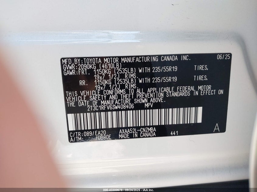 2T3C1RFV6SW408406 2025 TOYOTA RAV 4 photo no. 9