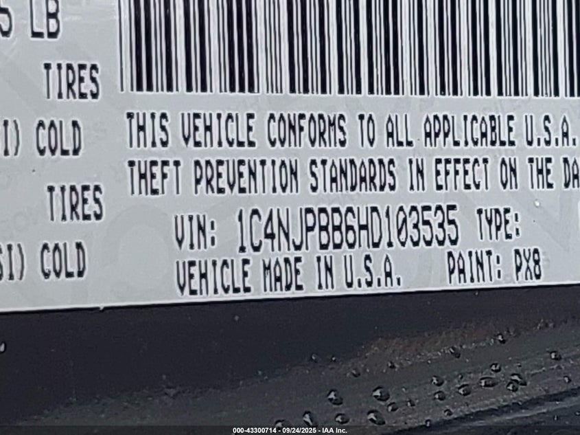 2017 JEEP PATRIOT SPORT FWD - 1C4NJPBB6HD103535