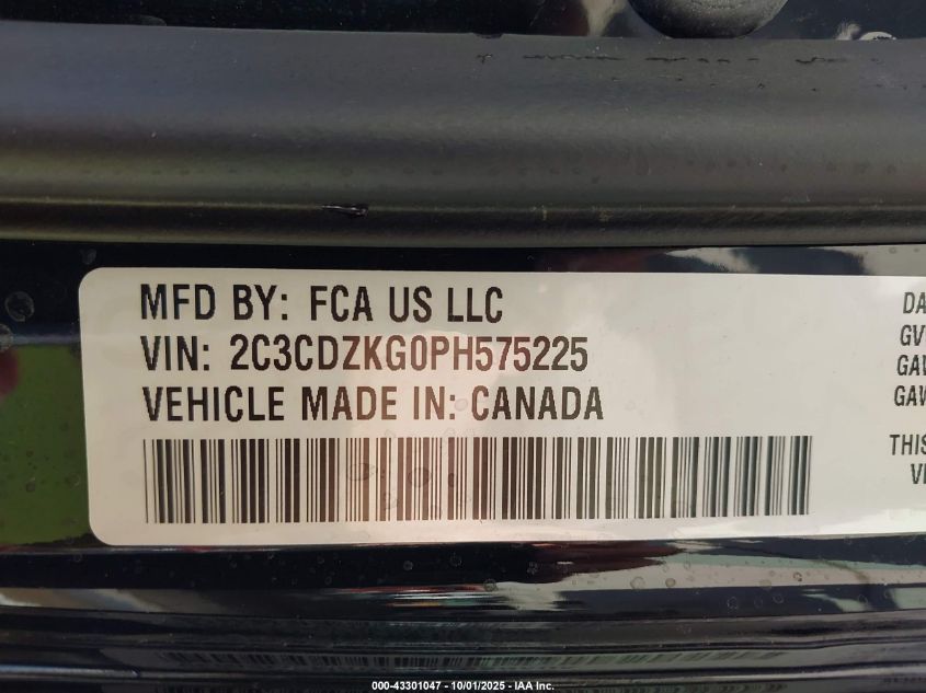 2023 Dodge Challenger Gt Awd VIN: 2C3CDZKG0PH575225 Lot: 43301047