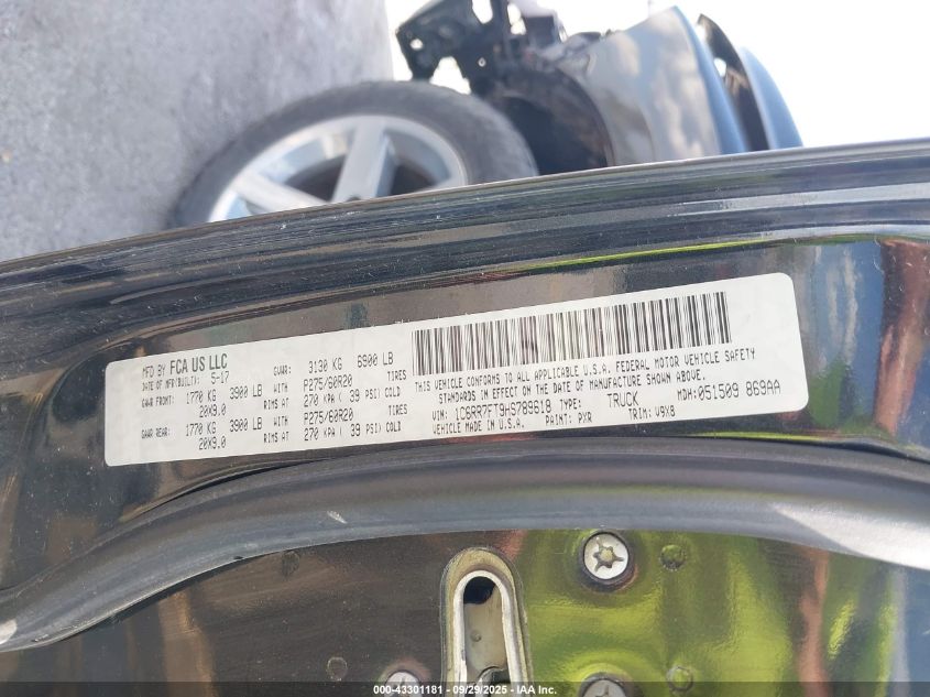 2017 Ram 1500 Express 4X4 6'4 Box VIN: 1C6RR7FT9HS789618 Lot: 43301181