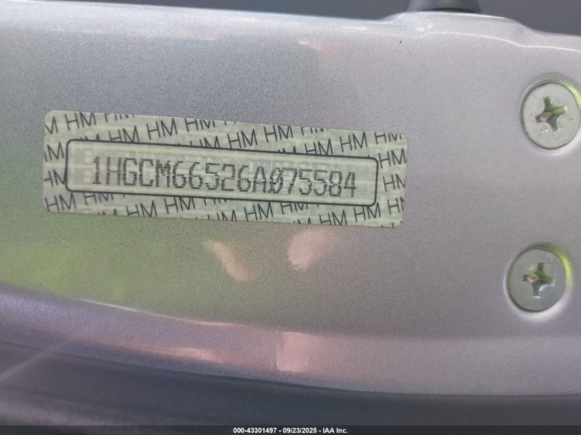 2006 Honda Accord Sdn Ex-L V6 VIN: 1HGCM66526A075584 Lot: 43301497