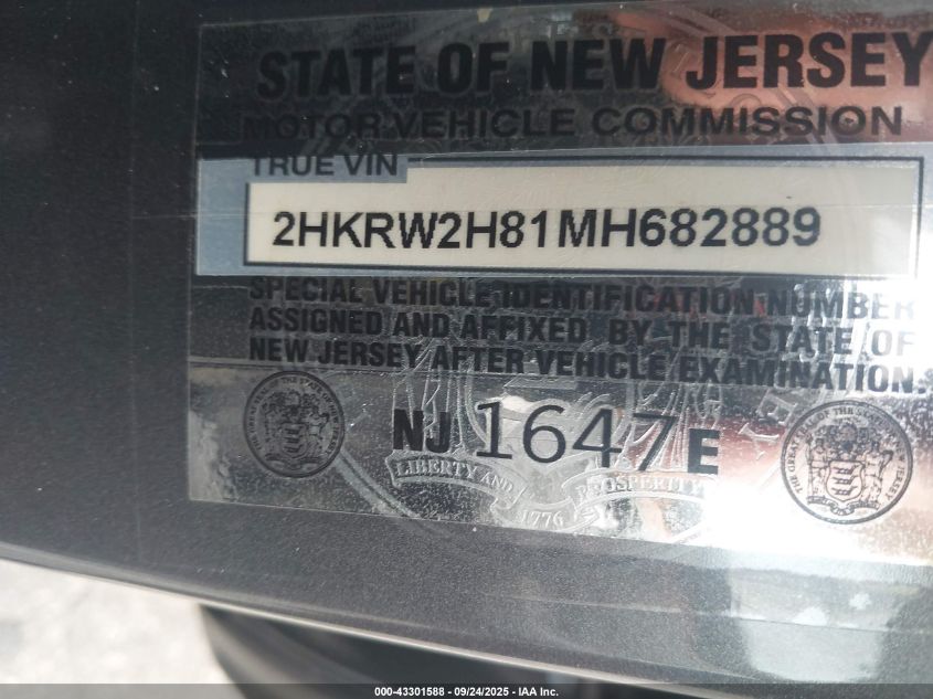 2021 Honda Cr-V VIN: NJ1647E Lot: 43301588