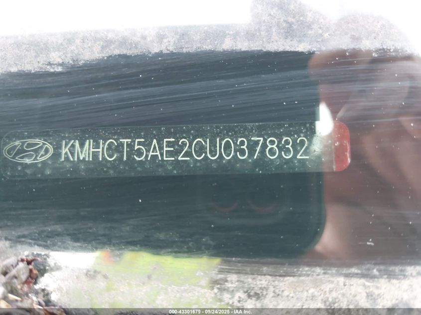 2012 Hyundai Accent Gs VIN: KMHCT5AE2CU037832 Lot: 43301679
