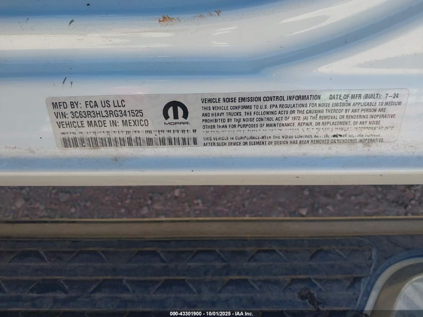 2024 Ram 3500 Big Horn 4X4 8' Box VIN: 3C63R3HL3RG341525 Lot: 43301900