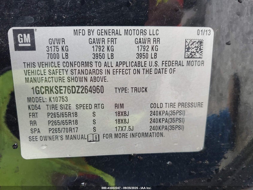 2013 CHEVROLET SILVERADO 1500 LT - 1GCRKSE76DZ264960