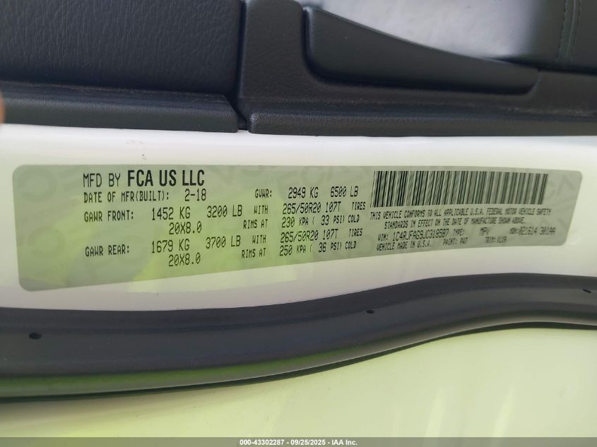 2018 Jeep Grand Cherokee Altitude 4X4 VIN: 1C4RJFAG9JC318587 Lot: 43302287