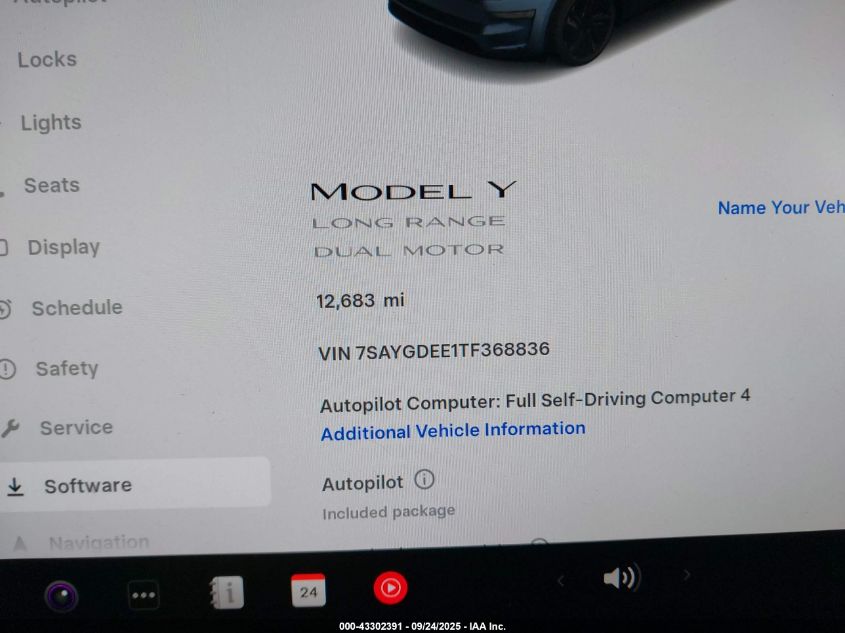 2026 Tesla Model Y Long Range Dual Motor All-Wheel Drive/Long Range Launch Series VIN: 7SAYGDEE1TF368836 Lot: 43302391