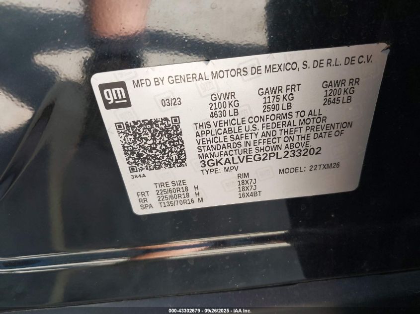 2023 GMC Terrain Awd Slt VIN: 3GKALVEG2PL233202 Lot: 43302679