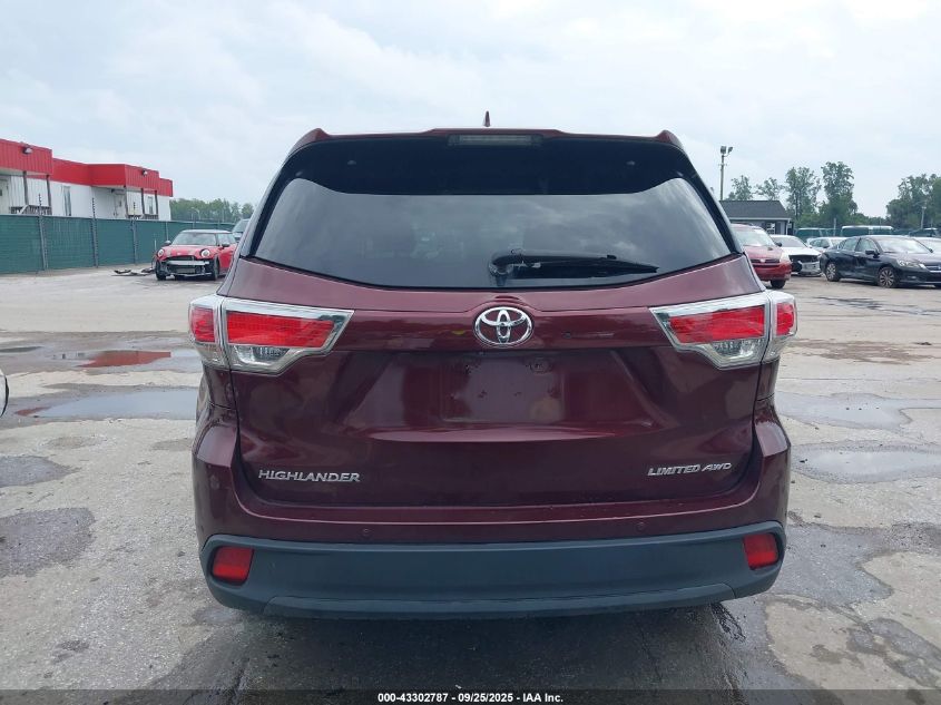 2015 Toyota Highlander Limited V6 VIN: 5TDDKRFH1FS118920 Lot: 43302787