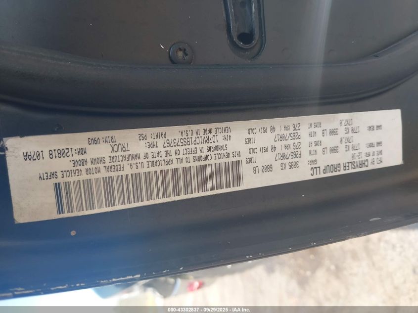 2011 Ram Ram 1500 St VIN: 1D7RV1CP1BS573767 Lot: 43302837