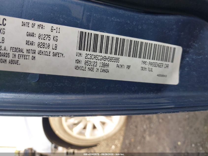 2011 Chrysler 300 Limited VIN: 2C3CA5CGXBH585995 Lot: 43302975