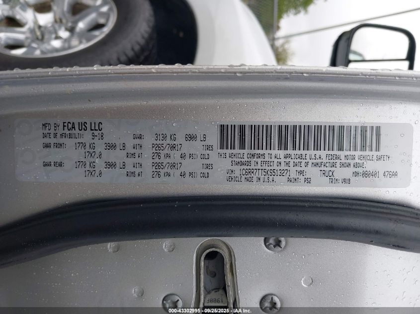 2019 Ram 1500 Classic VIN: 1C6RR7TT5KS513271 Lot: 43302995