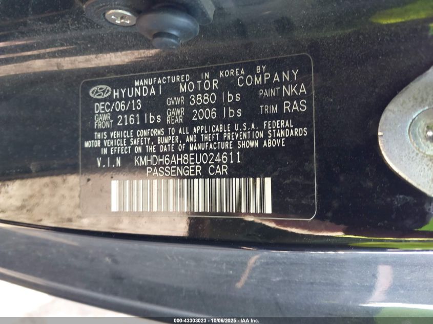 2014 Hyundai Elantra VIN: KMHDH6AH8EU024611 Lot: 43303023